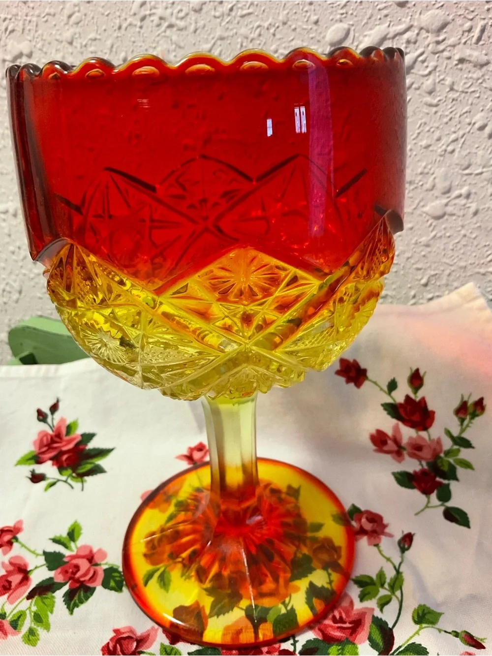 Vintage Amberina Depression Glass Pedestal Compote - Picture 3 of 11